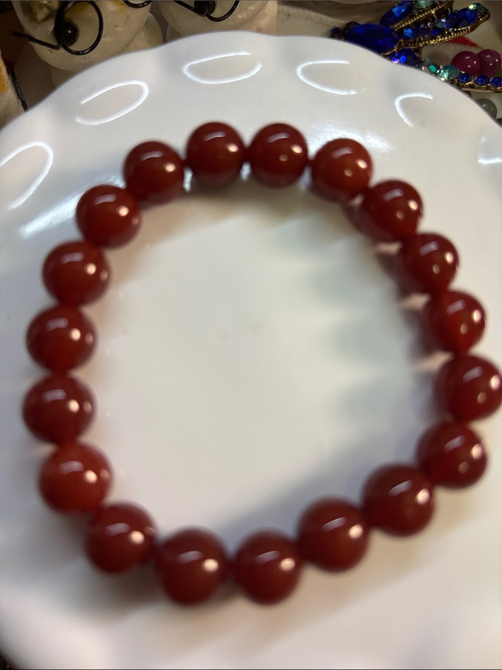 Red Carnelian 10mm Beaded Stretch Bracelet -